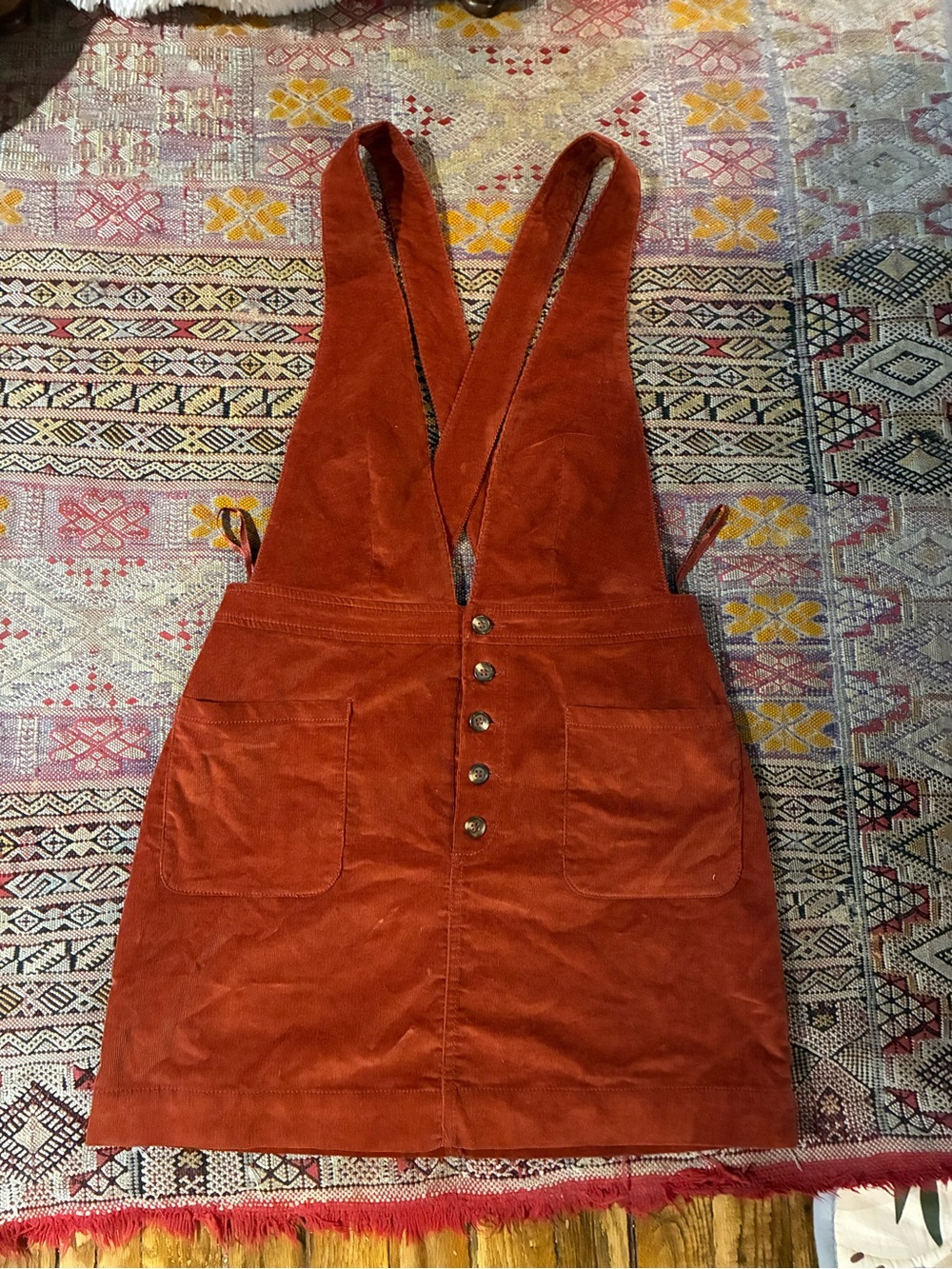 Free People Rust Corduroy Pinafore Mini Dress